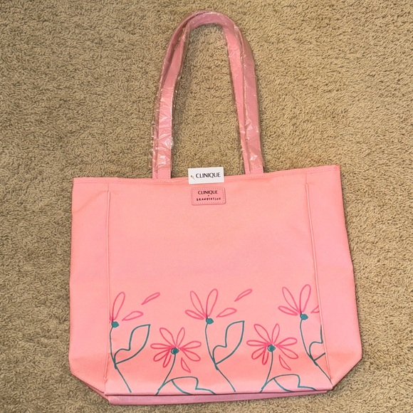Clinique Pink Tote with Floral Design - Picture 11 of 11